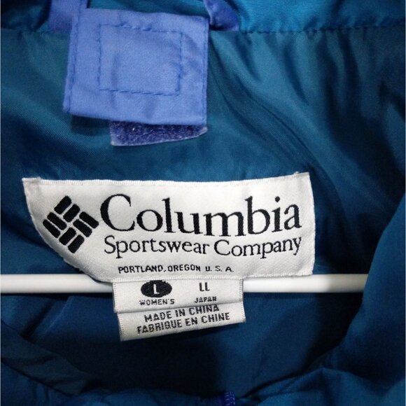 VNTG COLUMBIA Womens Bugaboo Jacket SZ L Zip Snap Button Windbreaker Collar Blue - Picture 6 of 13